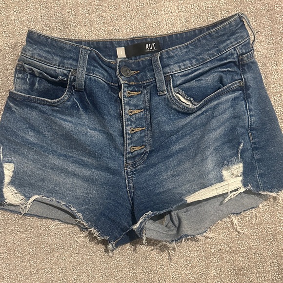 Kut from the Kloth Distressed Blue Jean Shorts - Picture 1 of 3